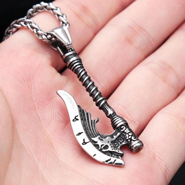 

pendant necklaces vintage nordic viking axe tiny rune necklace stainless steel pendants for men women biker amulet jewelry gift drop, Silver