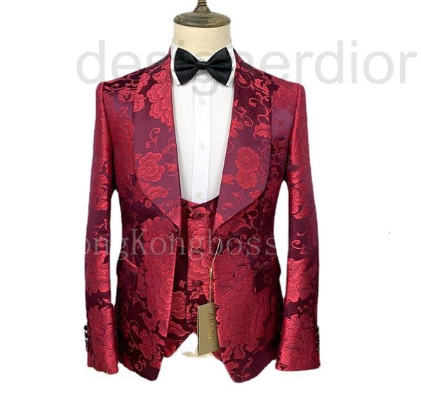 

men's suits & blazers designer arare suit men's dress high-end pattern banquet wedding green fruit collar three piece set ball 40i, White;black