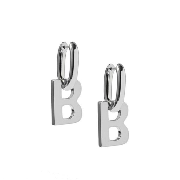 

fashion women stainless jewelry return to heart stud earring silver gold two b charms earrings272t347d, Golden;silver