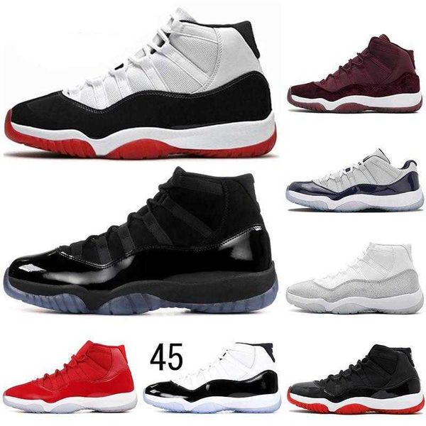 

boots jumpman men women 11 basketball shoes 11s bred concord gamma blue cap and gown space jam infrared varsity red sneakers eur 36 -47, Black