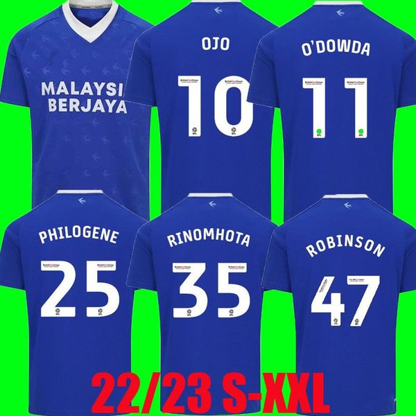 

22 23 cardiff soccer jersey city home 2022 2023 ojo o'dowda nelson collins philogene rinom robinson football shirt men camisetas de fut, Black;yellow