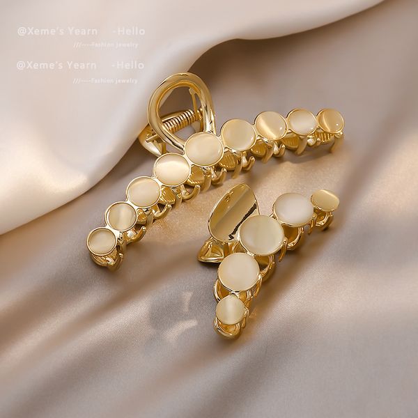 

2022 new elegant opals grip back of the head fixed hair shark clip headdress girls fashion hairpin accessories for womans clip, Slivery;golden