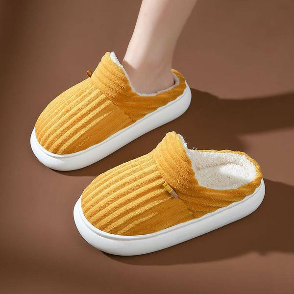 

women's winter cotton slippers fashionable leisure home indoor non-slip thermal floor thick sole plush shoes, Black