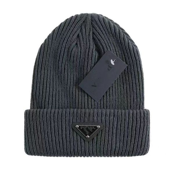 

designer brand men's beanie hats women's autumn and winter new inverted triangle letters warm retro knitted hats, Blue;gray