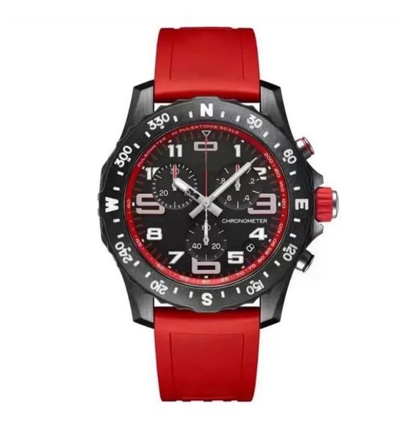 

luxury men's watch japan quartz endurance pro chronograph wristwatch red blue rubber 1884 men watches sapphire glass man watches wristw, Slivery;brown