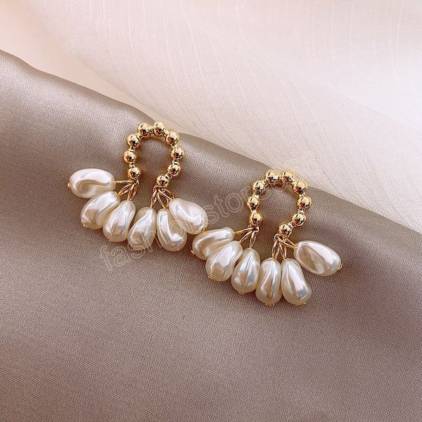

trend pearl dangle earrings for women temperament personality versatile pendant earrings elegant jewelry, Silver