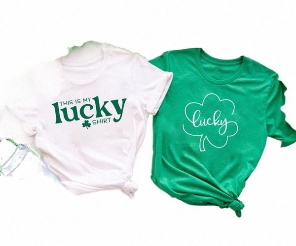 

women's t-shirt women's t-shirt this is my lucky shirt women funny t shirts summer aesthetic female graphic tees happy st patricks, White