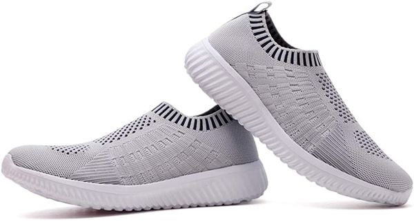 

light grey women's athletic walking shoes casual mesh-comfortable work sneakers