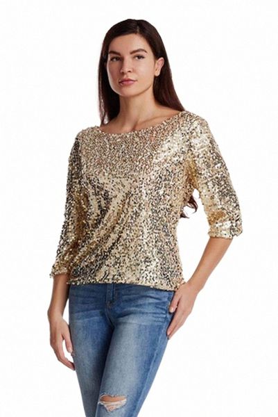 

women's t-shirt women's t-shirt women sparkly sequin tank blouse fashion classic trendy casual glittery loose costume cocktail nig, White