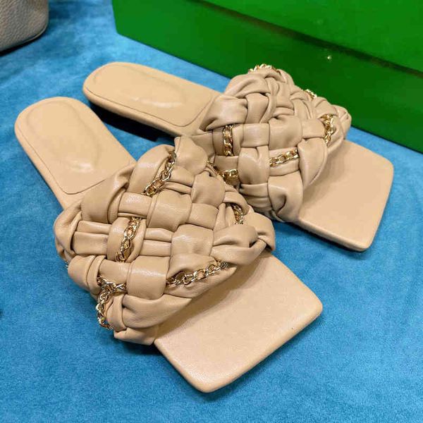 

slippers summer fashion casual slippers women wear comfortable flat bottomed square head woven one-line cool, Black
