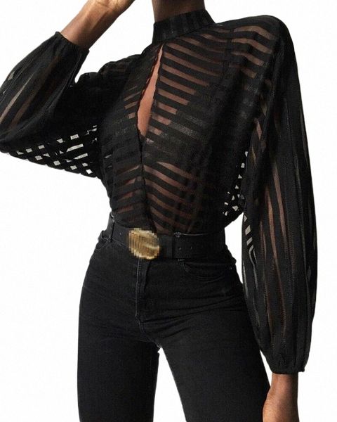 

women's blouses & shirts women's blouses & shirts womens sheer see-through cut out hollow mesh shirt ladies lantern sleeve casual, White