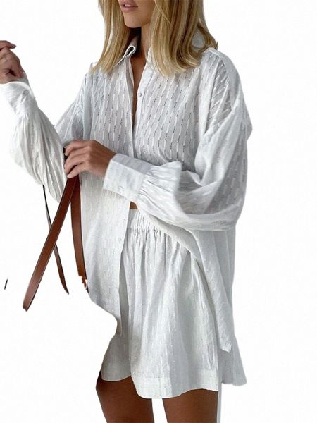 

women's tracksuits women's tracksuits lairauiy womens summer 2pcs outfit sets long sleeve lapel button jacquard shirt elastic wide, Gray