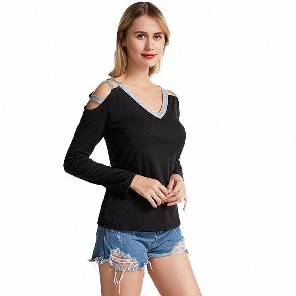 

women's blouses & shirts women sequin shirts ladies v-neck casual for femme slim cutout sparkly off shoulder long sleeve shirt women&#, White