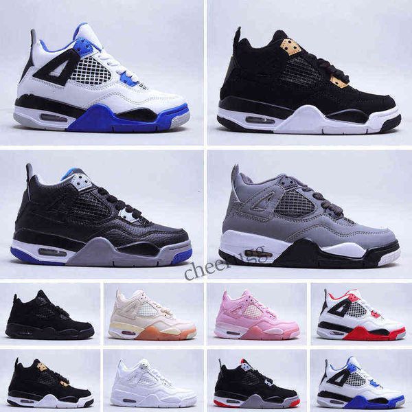

athletic outdoor jumpan 4 4s kids basketball shoes boys girls children babys sneakers summer outdoor casual sport running size 28-35w14x, Black