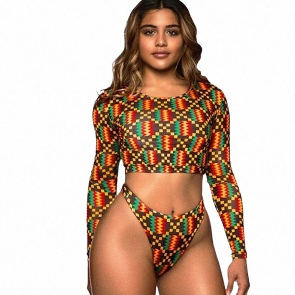 

women's swimwear women's swimwear printed high waisted bikini long sleeves african waist swimsuit thong print bodysuit 68bx#, White;black