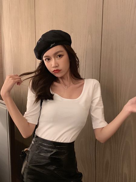 

girl's t shirts autumn ladies t- shirt mid sleeve fashion lady clothes 2pcs/pack accept mix color, White