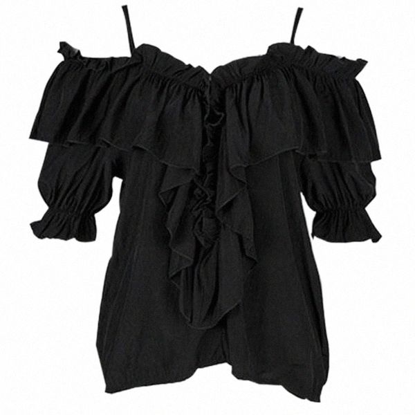 

women's blouses & shirts women sweet v neck short sleeve casual chiffon blouse ladies double layer cascading ruffles chic shirts femini, White