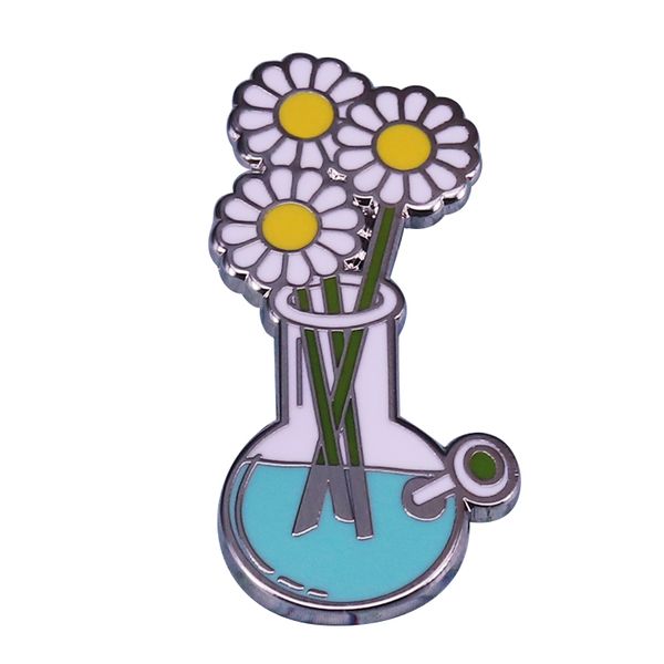 

other fashion accessories cute flower bong vase enamel pin unique art flair jewelry, Silver
