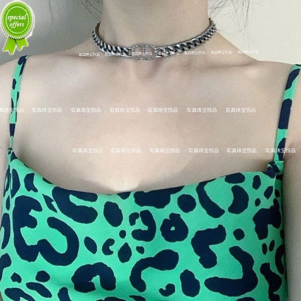 

designer ladies earrings infinity bracelets necklace metallic 2022 spring summer new letter black chain short neck d 22s inlaid choker, Silver