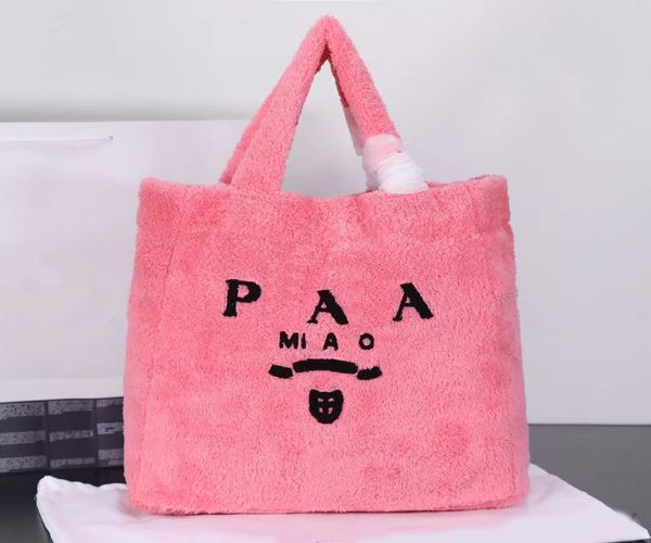 

evening bags designer bags women famous brands wholesale women's handbag real lamb fur totes shopping bag large capacity plush embroide