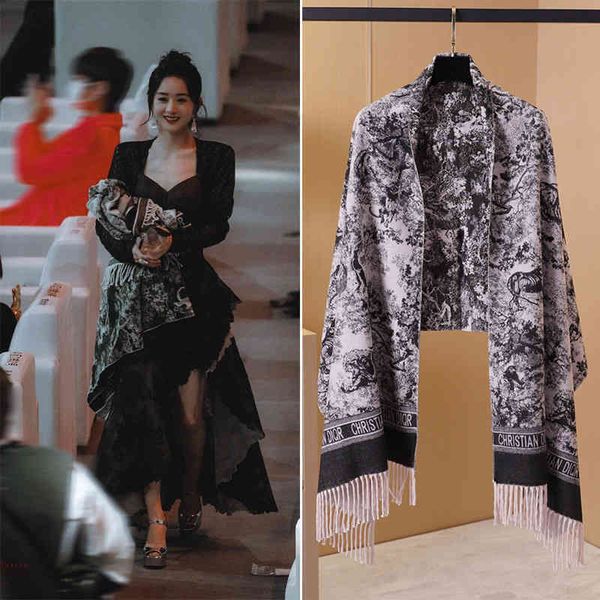 

classic style liyg's same air-conditioned room shawl office warm autumn and long imitation cashmere scarf for both use in summer, Blue;gray