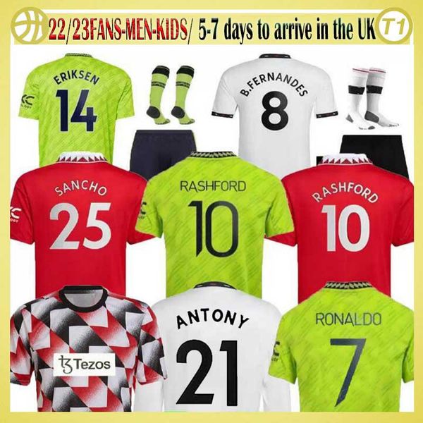 

22 23 antony casemiro martinez eriksen soccer jersey rashford 2022 2023 sancho cavani b. fernandes fred manchesters mans utds football shirt, Black;yellow