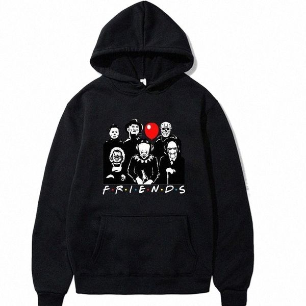 

men's hoodies & sweatshirts men's hoodies & sweatshirts halloween hoodie horror friends winter sweatshirt long sleeve loose male a, Black