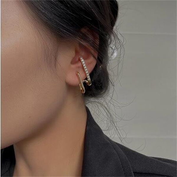 

charm irregular u-shaped gold color earrings for woman korean crystal fashion jewelry unusual accessories party girls, Golden