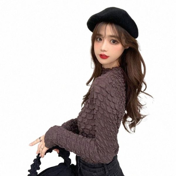 

women's t-shirt women's t-shirt kawaii soild color y2k long sleeve folds thicken bottoming shirt autumn winter female clothing ko, White