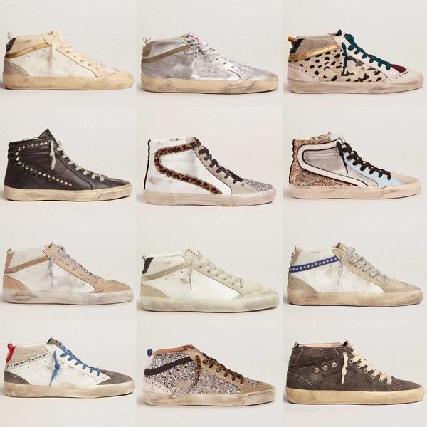 

golden mid star sneakers high-shoe designer casual shoes classic leopard dirty women man trainers