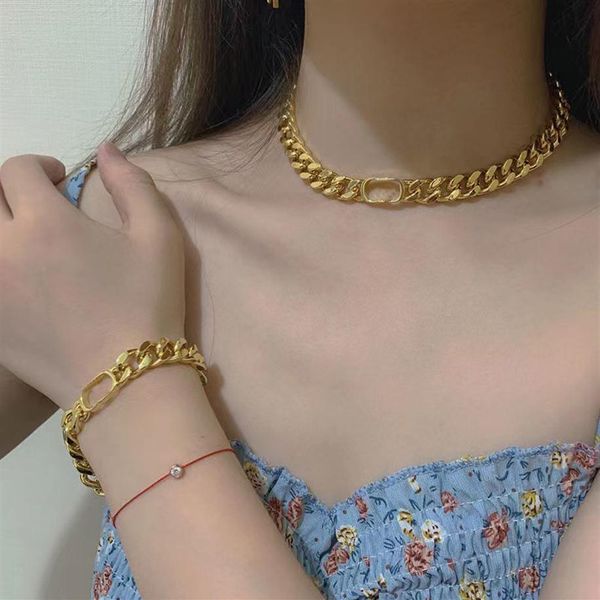 

new luxury necklace and bracelet earrings designer stainless steel jewelry set cuban chain 18k gold plated platinum letter305l, Black