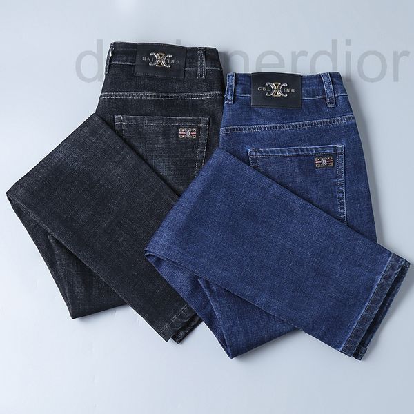 

men's jeans designer high end quality men's four seasons elastic straight leg casual calf large pants suitable for live webcast hu, Blue