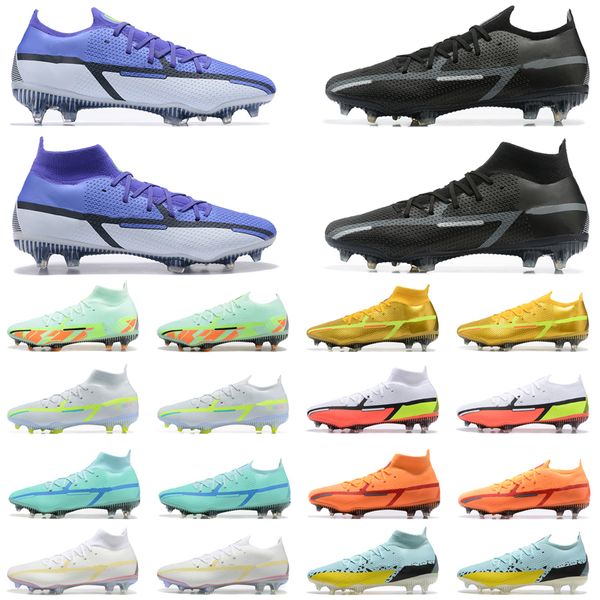 

men sports soccer shoes phantom gt2 elite df fg rawdacious black metallic gold vivid purple ghost green firm ground cleat football sneakers