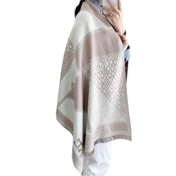 

korean autumn and winter cashmere like double-sided scarf thickened warm long versatile air conditioning shawl dual-purpose female286b, Blue;gray