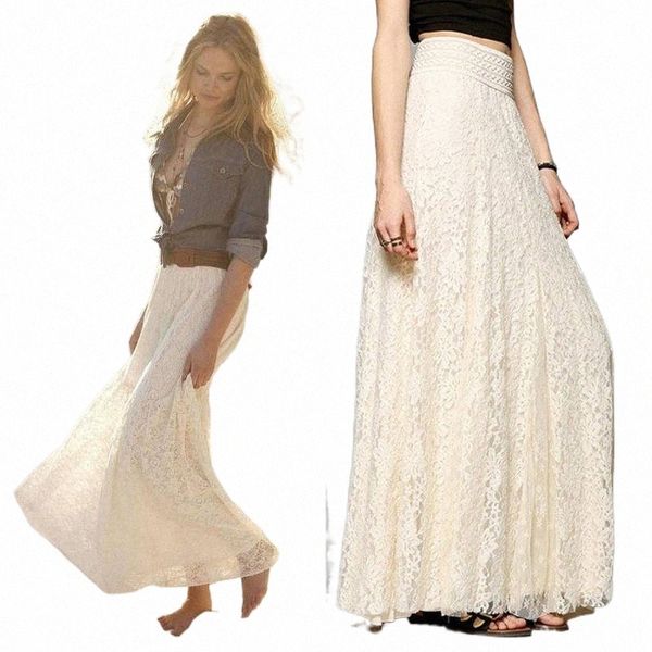 

skirts skirts women long maxi skirt elastic waist double lace layer chiffon pleated fancy summer q0jh#, Black