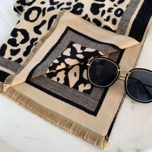 

2020 new leopard print scarf fashion versatile temperament women's square scarf size 180 75cm285z, Blue;gray