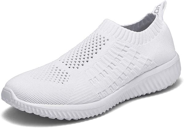 

white women's athletic walking shoes casual mesh-comfortable work sneakers