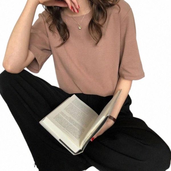 

women's t-shirt women's t-shirt 2022 summer short sleeve women tees loose solid basic t shirt casual o-neck hipster tshirt kawaii, White