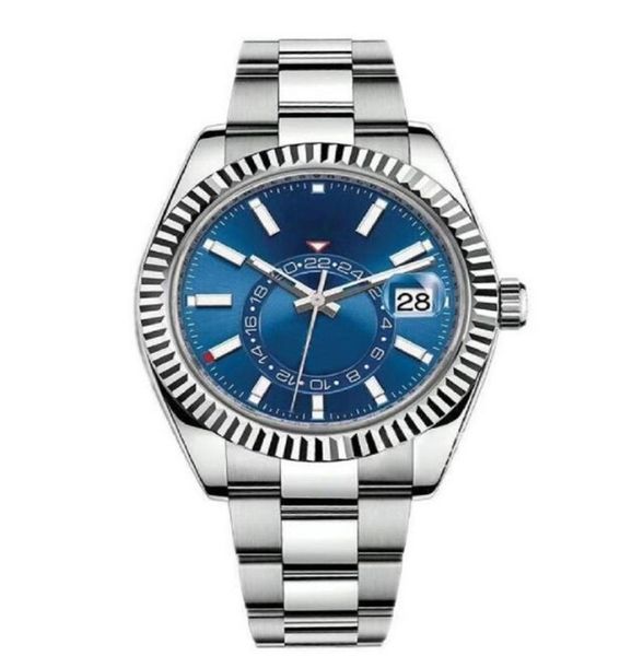 

men watches waterproof dual time zone sky dweller luxury 904l stainless steel watches automatic mechanical sweep movement male wristwatches, Slivery;brown