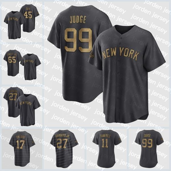 

2022 aaron american judge league all-star baseball jersey giancarlo stanton springer julio rodriguez yordan alvarez nes, Black
