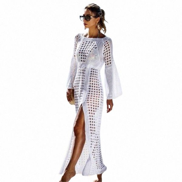 

women's swimwear women crochet cover up bikini swimwear knit hollow out beach dress swimsuit solid perspective tunic kaftan pareo 2021, White;black