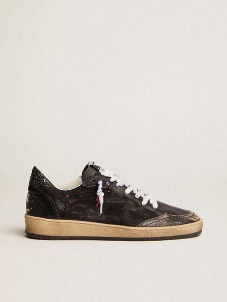 

dirty shoes sneakers high small designer luxury italian retro handmade ball star black canvas with platinum metallic leather star