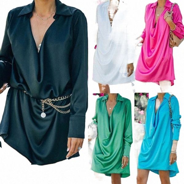

casual dresses casual dresses 2022 style women solid color shirt dress ladies long sleeve v neck loose short mini summer fashion n0u1#, Black;gray