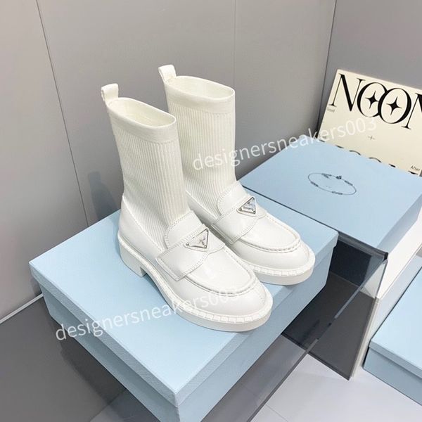 

2022 chelsea boots half boot high shoes knight boots new black leather ankle platform slip-on round flat booties chunky luxury designer jn22