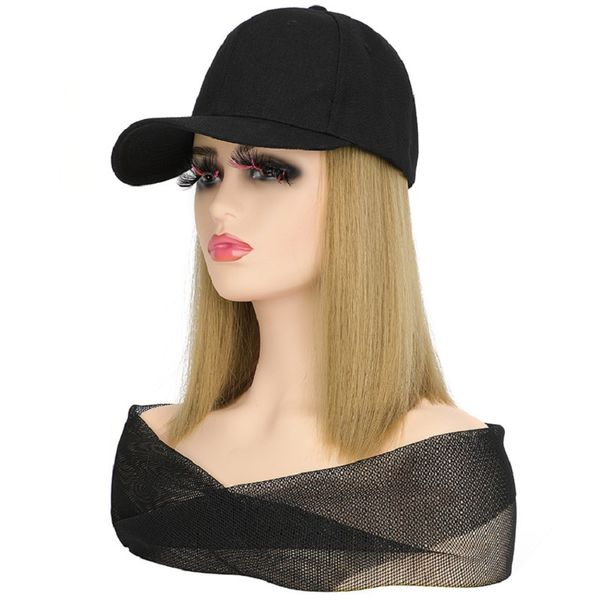 

body wig cap short straight hair woman with cap wig clavicle hair bobo, Black