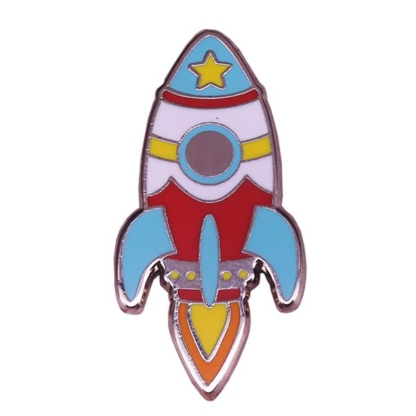 

other fashion accessories bright rocket enamel pin retro spaceship badge kawaii pastel brooch universe stars pin science jewelry, Silver