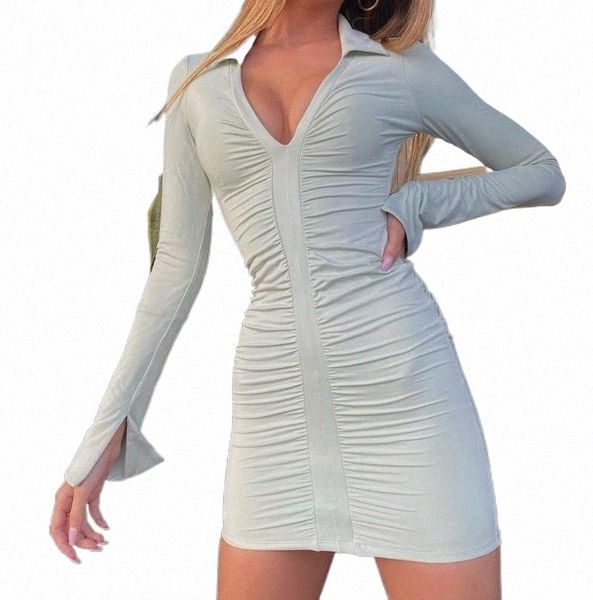 

casual dresses casual dresses women wrapped dress long sleeve v neck pleated solid color ruffle short midi party wedding prom club o0be#, Black;gray