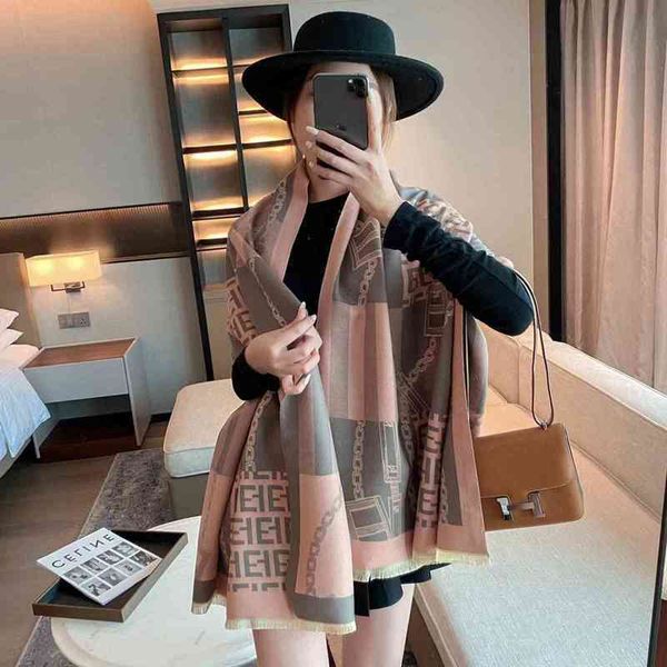 

classic style scarf scarf female autumn imitation cashmere literature and art versatile elegant long summer office air conditioning room war, Blue;gray