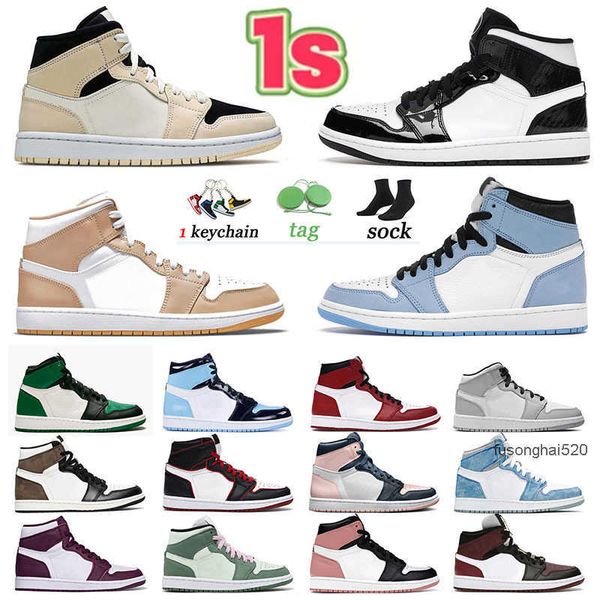 

shoes 1 1s jumpman high og basketball shoes mid sports sneakers off hyper royal obsidian fearless university blue white men women trainers, Black