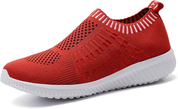

red women's athletic walking shoes casual mesh-comfortable work sneakers